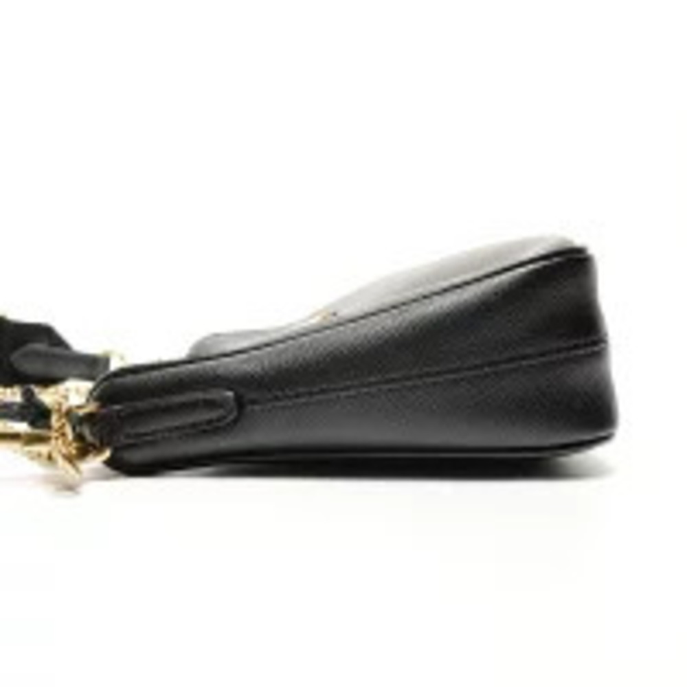 Prada Saffiano Leather Triangle Logo Edition Shoulder Bag Black - Picture 3 of 13